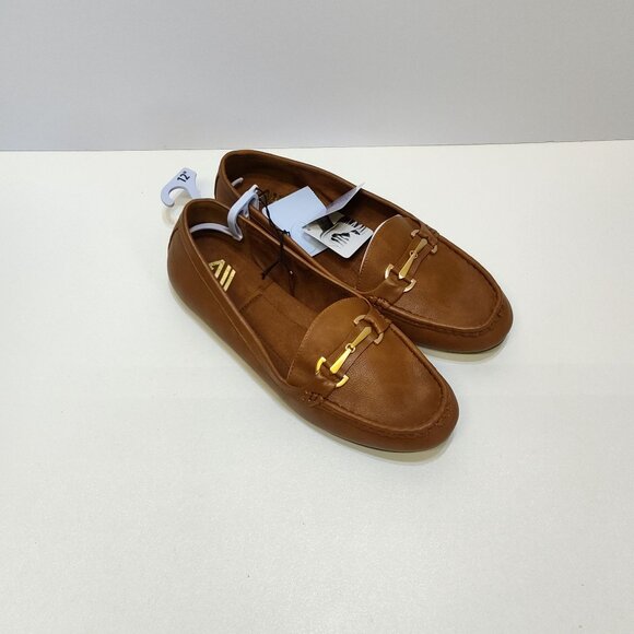 Aerosoles Buckle Loafer Day Drive Moccasin 12W Cognac Flexible Diamond Outsole - Picture 3 of 11